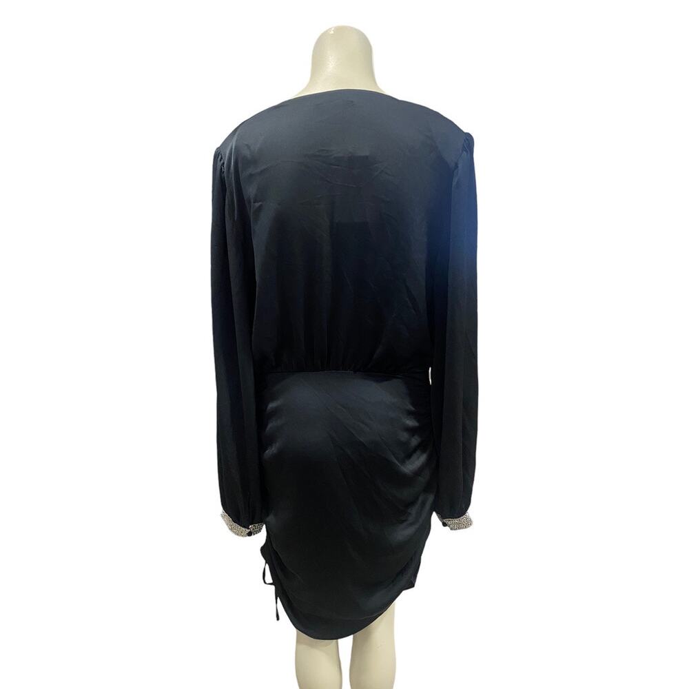 Ramy Brook Foxy Embellished Black Ruched Mini Dress Size 14 NWT - Picture 5 of 9